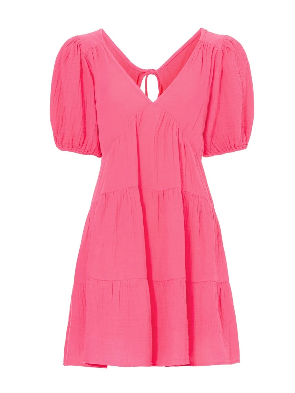 Xirena || Nissa Mini Dress Open Back Keyhole Gauze Hot Pink Small